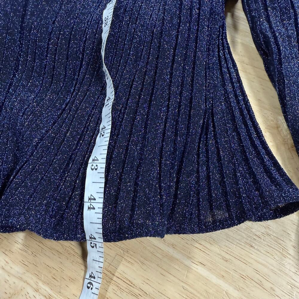 Mac Duggal NWT Shimmering Faux Wrap Cocktail Dress Size 22W Sapphire Blue Belted - Picture 8 of 8